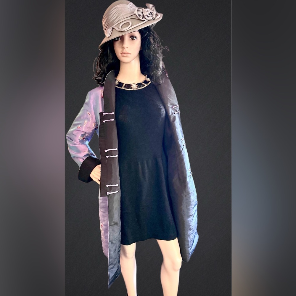 REVERSIBLE Embroidered Evening Jacket  No Labels  Springtime Lilac Shimmer